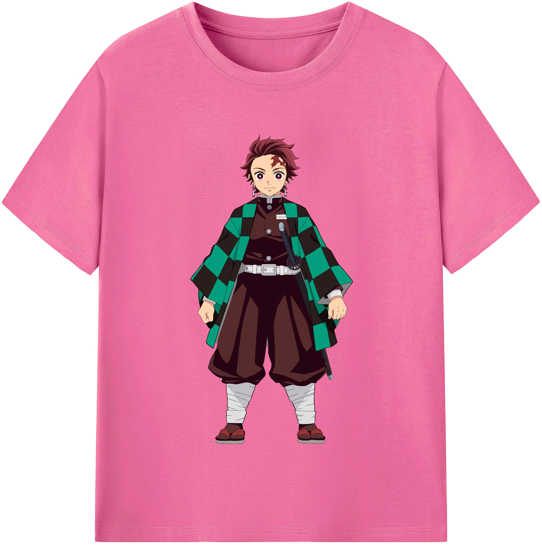（画像用） 鬼滅の刃 竈門 炭治郎／かまど たんじろう Kamado Tanjirou レディースカジュアルプリントTシャツ（綿100％）